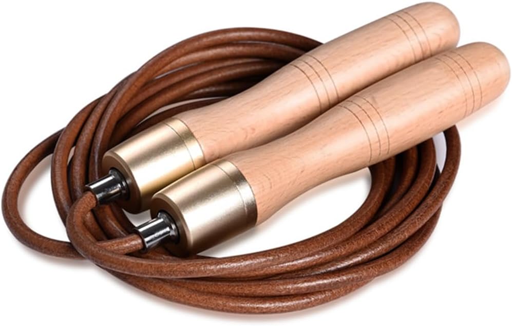 Adjustable Leather Skipping Rope, Pure Wooden Handle and Swivel Bearing Design, Suitable for Fitness Venues and Home Fitness Exercises