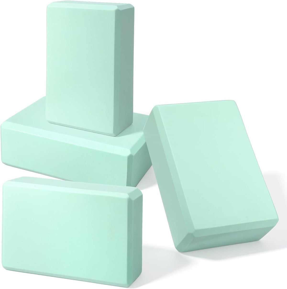4 Pack Yoga Block 9 x 6 x 3 Inch EVA Foam Lightweight Non Slip Yoga Props for Pilates Stretching Meditation (Mint Green)
