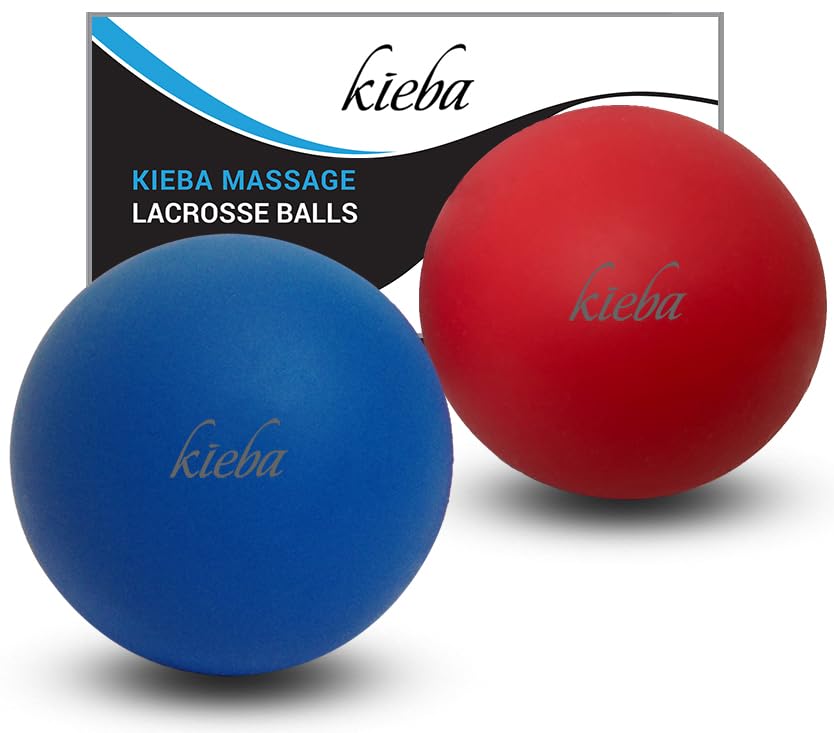 Kieba Massage Lacrosse Balls for Myofascial Release, Trigger Point Therapy, Muscle Knots, and Yoga Therapy. Set of 2 Firm Balls (2 Orange)