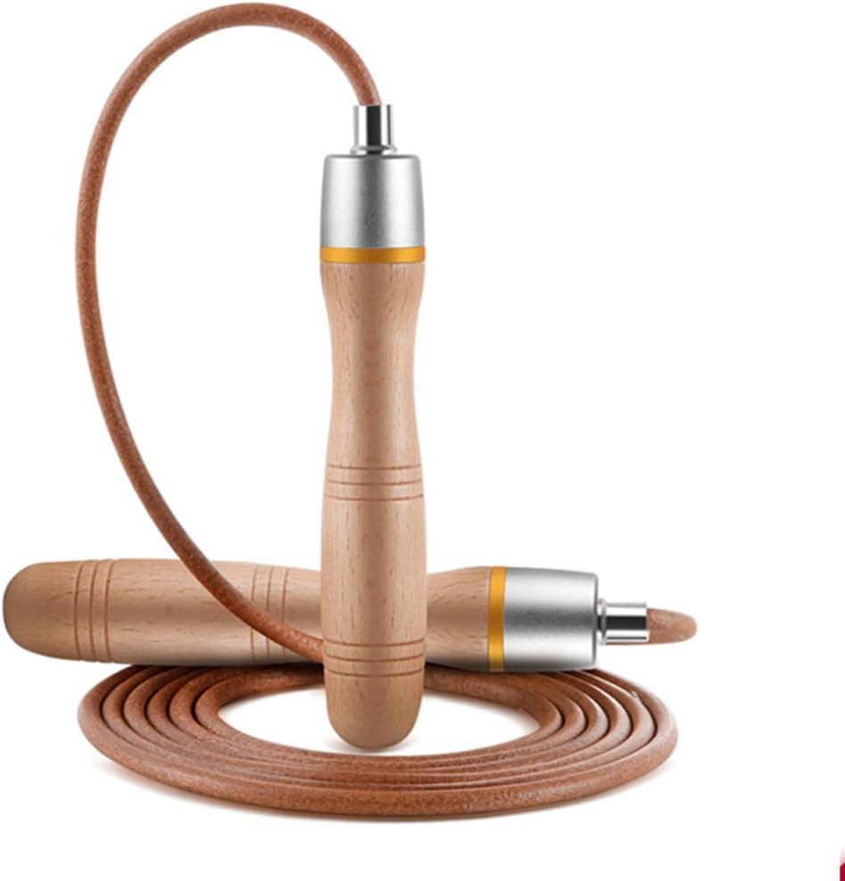 Adjustable Leather Skipping Rope, Pure Wooden Handle and Swivel Bearing Design, Suitable for Fitness Venues and Home Fitness Exercises