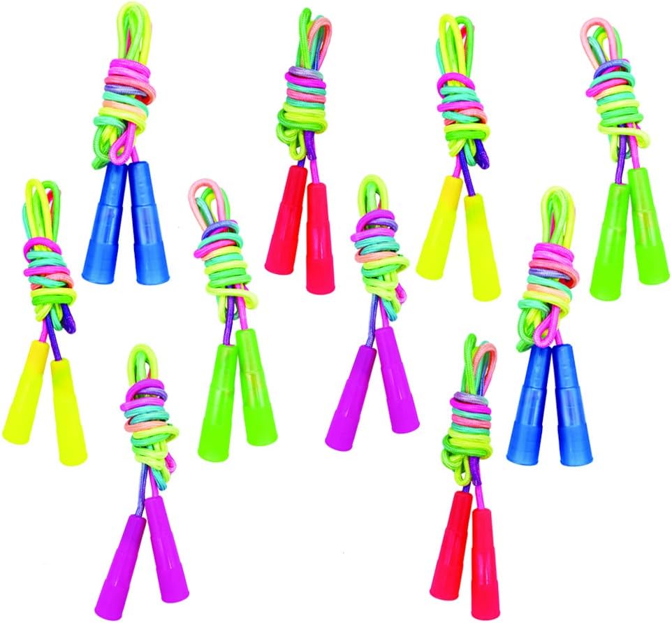 10 Pcs Rainbow Jump Rope for Kids,Skipping Ropes Bulk for Girls Boys