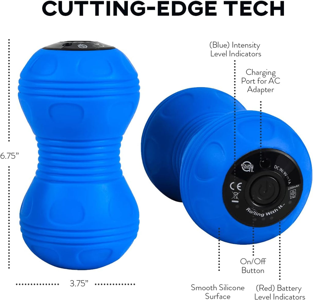 Rolling With It Vibrating Peanut Massage Ball, Deep Tissue, Blue