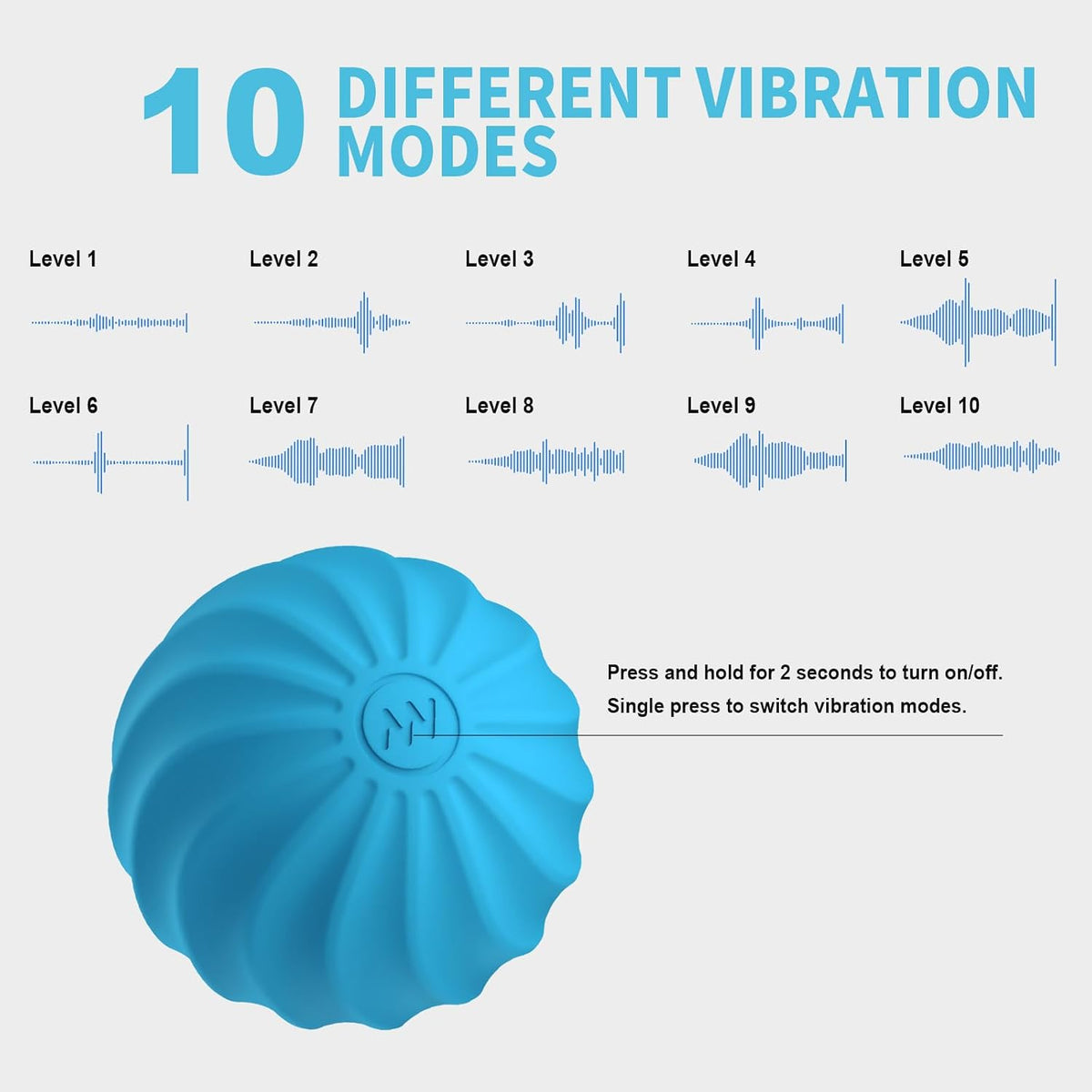 2.3" Mini Vibrating Massage Ball, 10-Speed Vibrating Foam Roller, Lacrosse Ball Massage Ball Therapy for Relieving Muscle Tension & Soreness, Vibrating Massage Roller for Plantar Fasciitis(Blue)