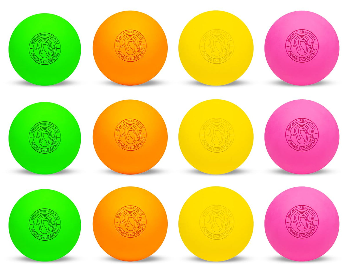 Signature Lacrosse Ball Set - Packs of 2, 4, 8, 12, and 100 - No Chemical Smell Massage Balls, Myofascial Release Tools, Back Roller, Muscle Knot Remover