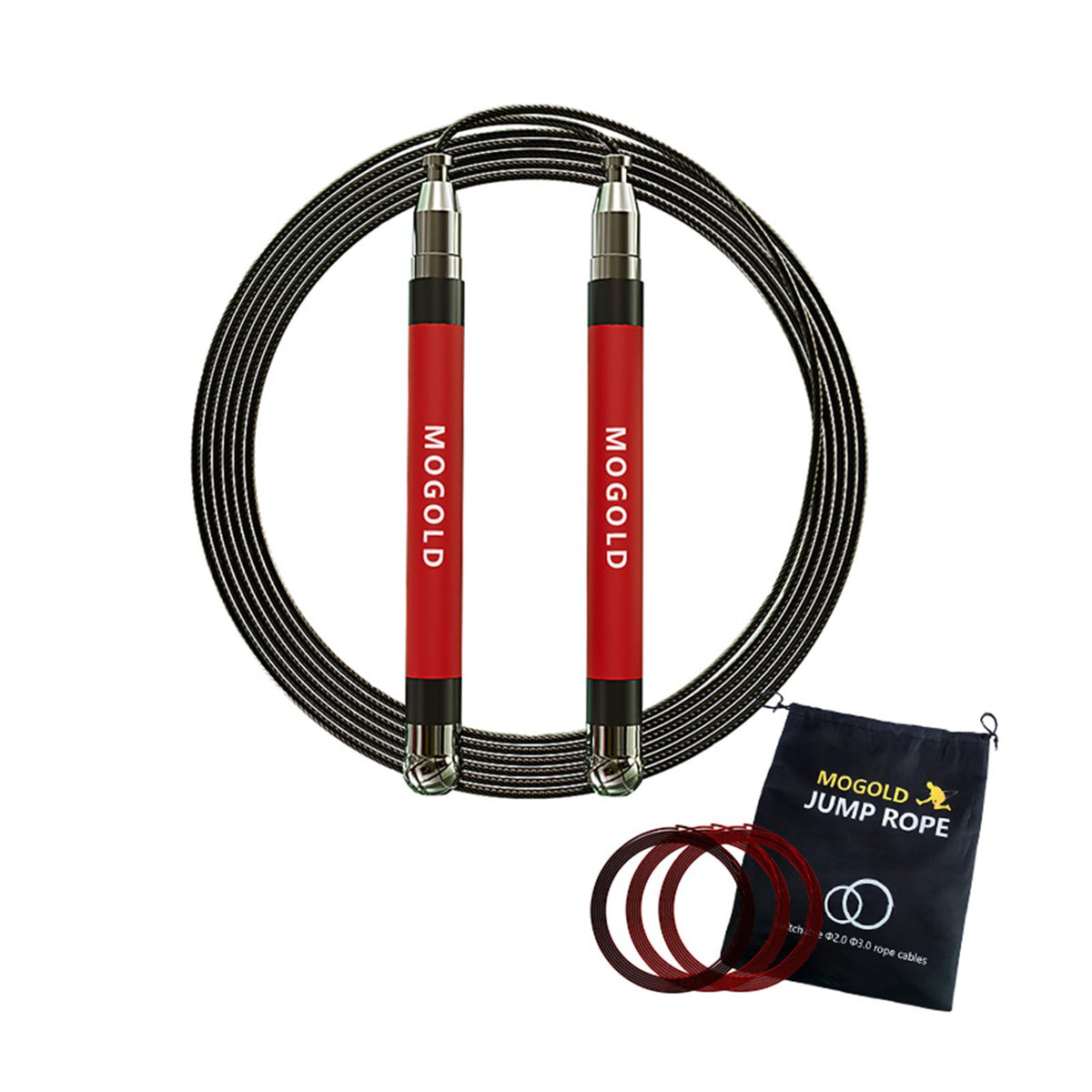 2-in-1 Speed Rope: 2mm for Boxing/MMA & 3mm for CrossFit - Tool-Free Adjustable Cable System with Dual Bearings - Sweatproof Hybrid Grip for High-Intensity Training