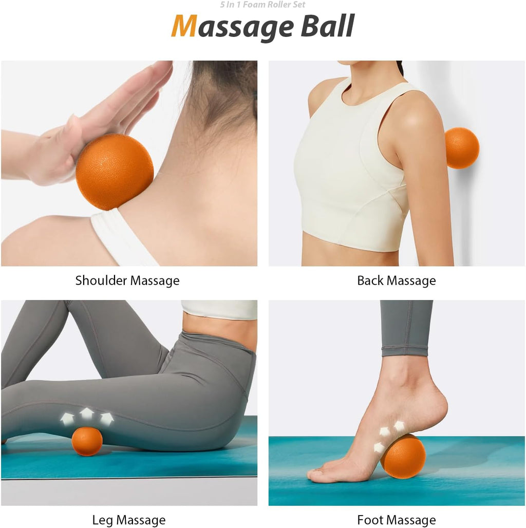 SUBCULTUREPICK 5 in1 Foam Roller Set Trigger Point Foam Roller for Exercise