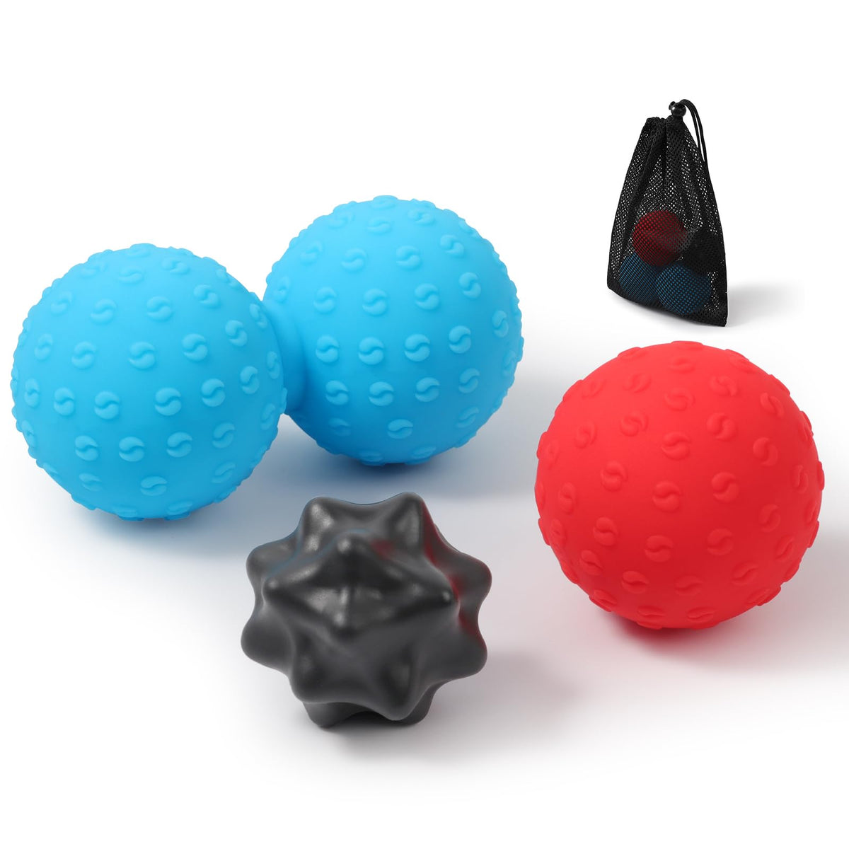 HODEMI Massage Ball Set, 3 Pack Lacrosse Ball, Textured Massage Ball & Trigger Point Ball for Deep Tissue Muscle Massage and Myofascial Release for Back, Neck, Shoulder, Leg and Foot with Mesh Bag
