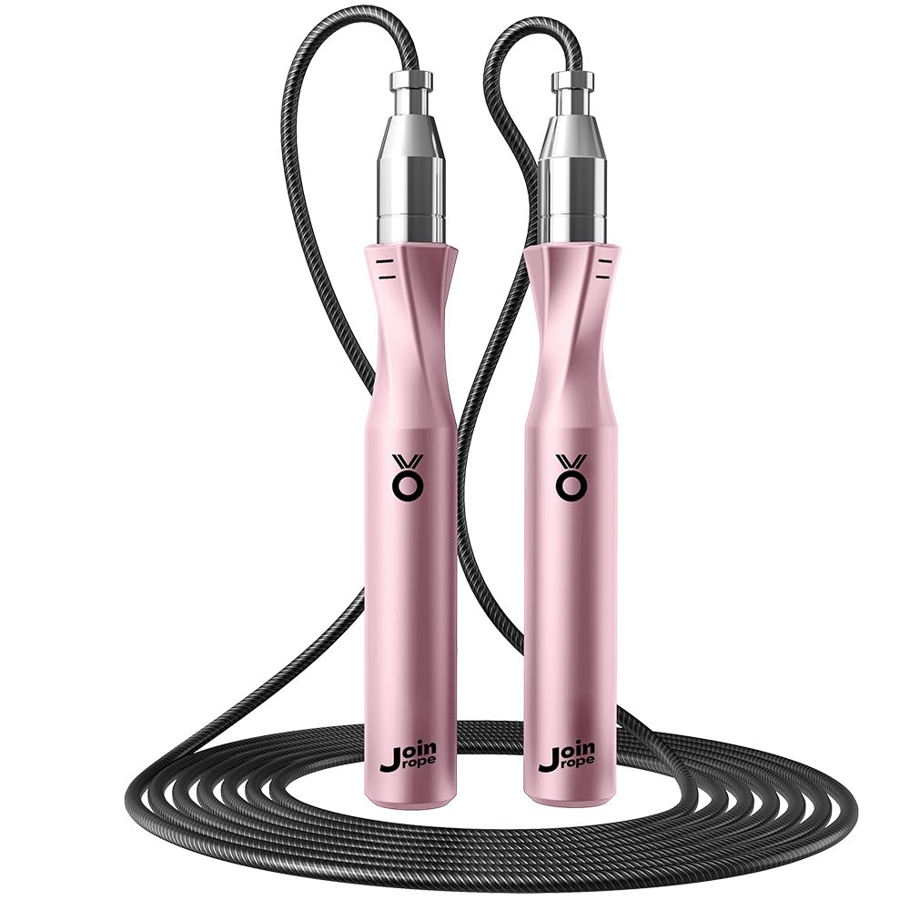 Weighted Jump Rope,Dual Bearing Smooth Rotation Speed Jump Rope, One-Button Push Adjustable Length for Men Women, Workout with Metal Handles for Fitness, Home Exercise & Slim Body