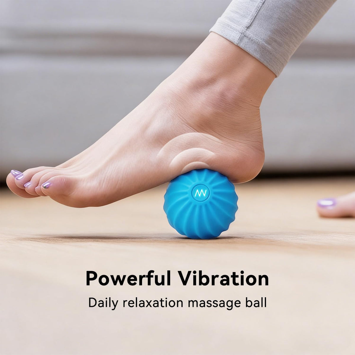 2.4" Mini Electric Vibrating Massage Ball, 10-Speed Fitness Yoga Massage Roller for Palm, Hand, Foot, Leg, Neck, Back, Multi-Directional Massage Ball (Blue)