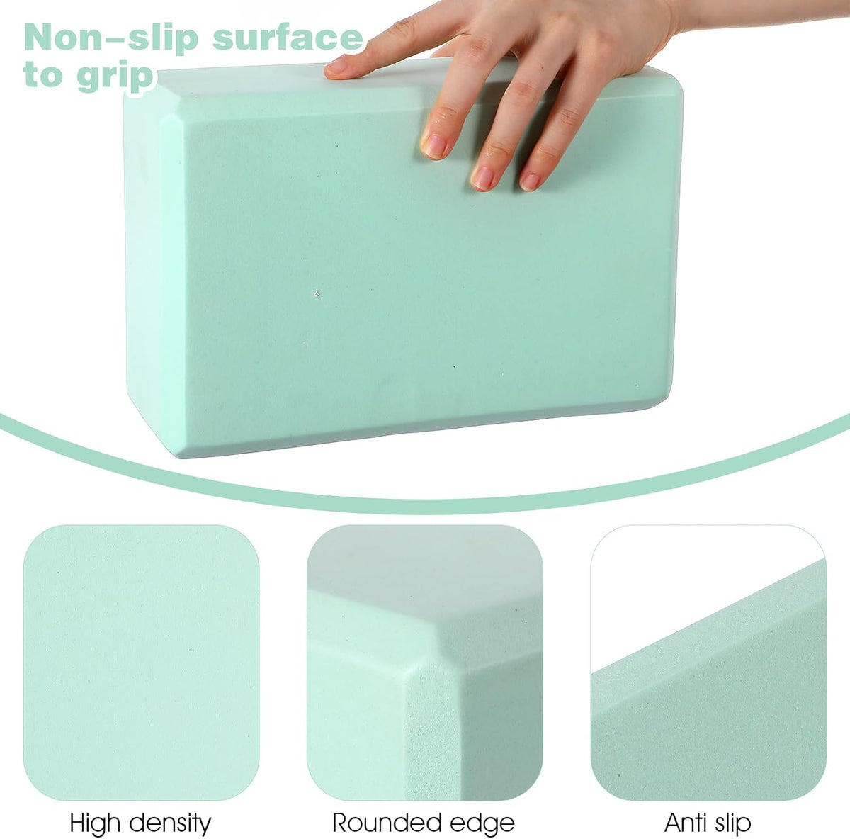 4 Pack Yoga Block 9 x 6 x 3 Inch EVA Foam Lightweight Non Slip Yoga Props for Pilates Stretching Meditation (Mint Green)
