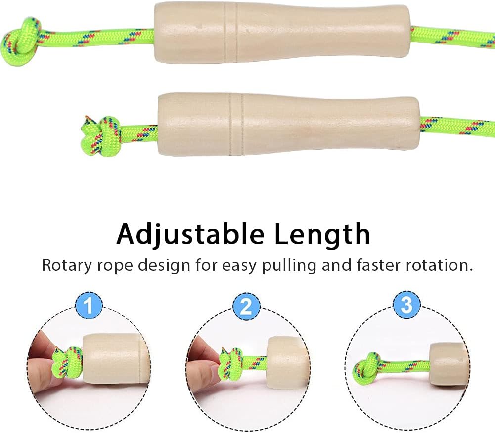 16 FT Long Jump Rope for Kids, Adjustable Double Dutch Skipping Rope with Wooden Handle, Multiplayer Team Jumping Rope for Outdoor Fun, School Sport, Party Game, Birthday Gift