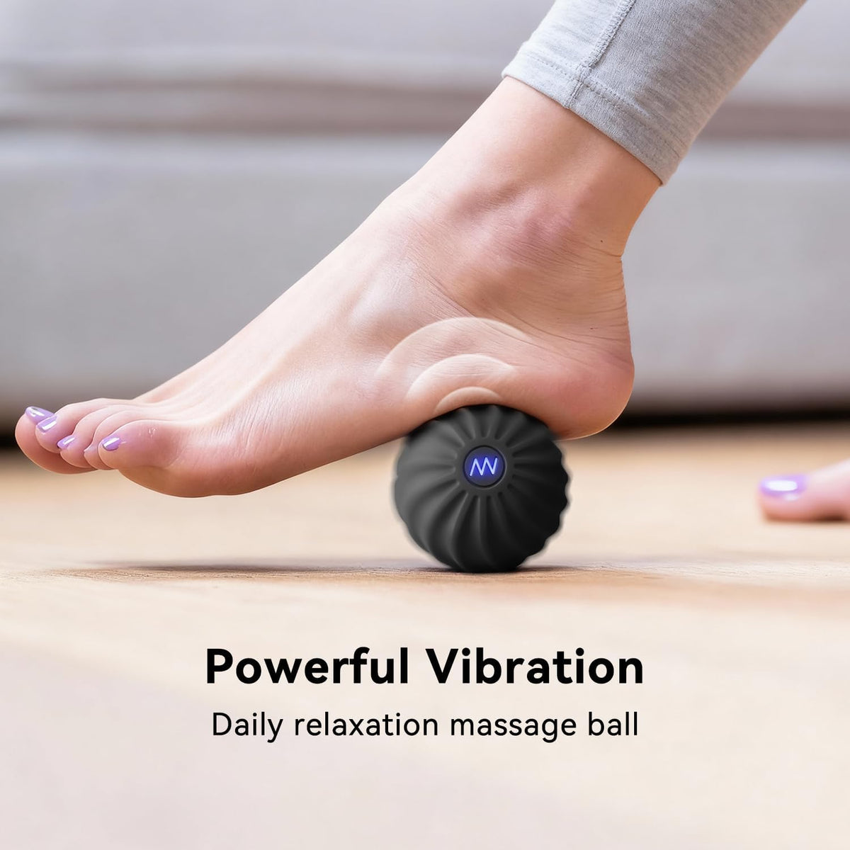 2.4" Mini Electric Massage Ball, Fitness Yoga Massage Roller for Palm, Hand, Foot, Leg, Neck, Back, Multi-Directional Massage Ball, Black