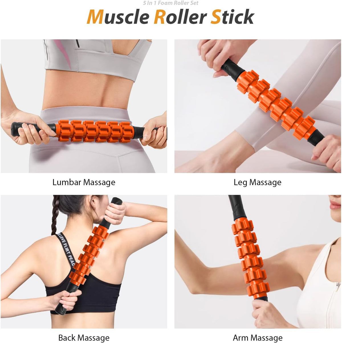 SUBCULTUREPICK 5 in1 Foam Roller Set Trigger Point Foam Roller for Exercise