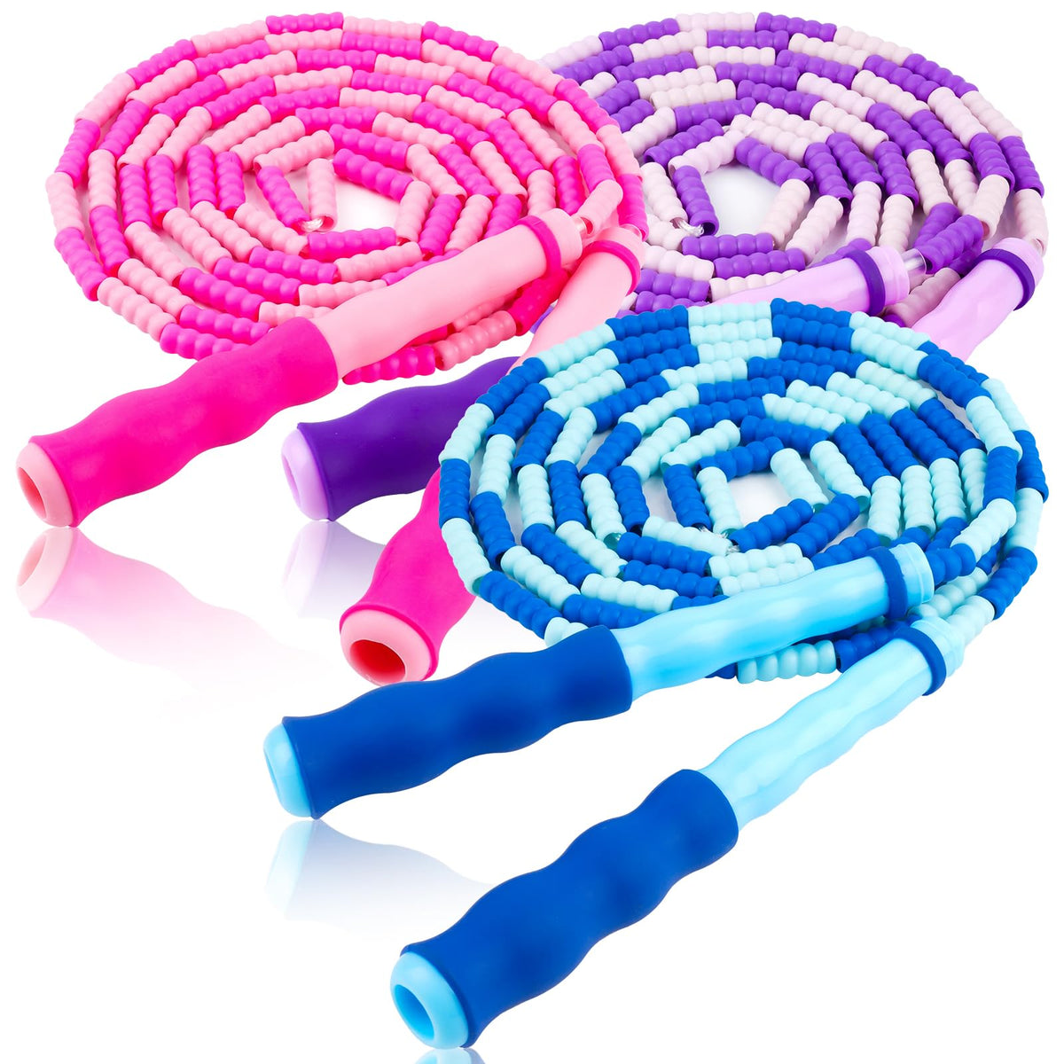 Jump Rope for Kids, 9 Ft Adjustable Jump Ropes for 4 5 6 7 8 10 12, Segmented Soft Beaded Jumping Rope Age 8-12, Tangle Free Skipping Rope for Women Man Fitness Weight Loss