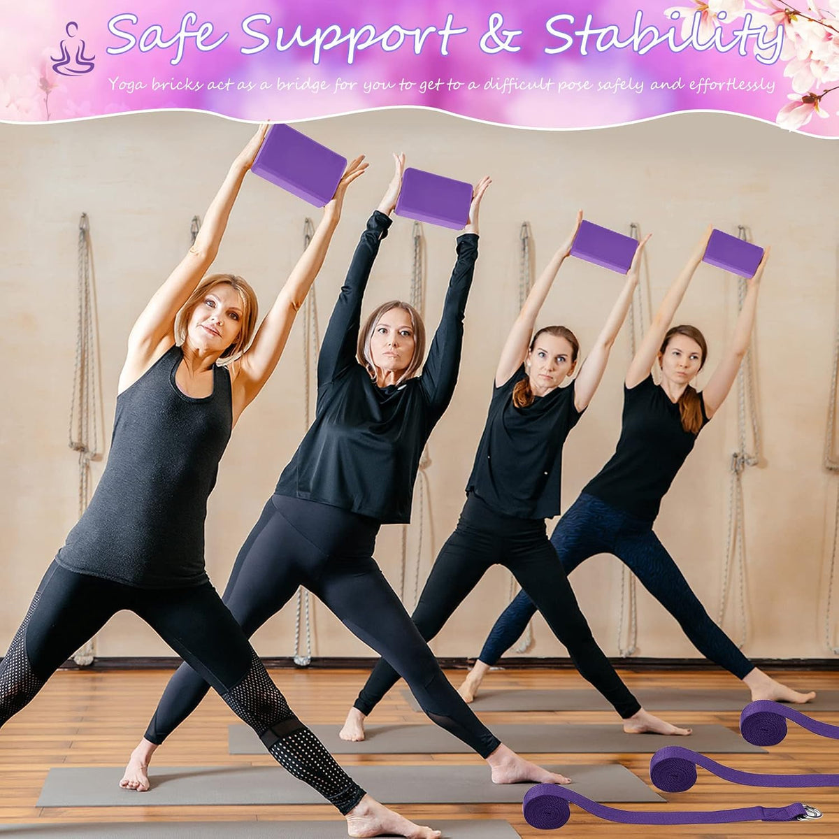 Wettarn 15 Pack Yoga Blocks and Straps Set for Stretching