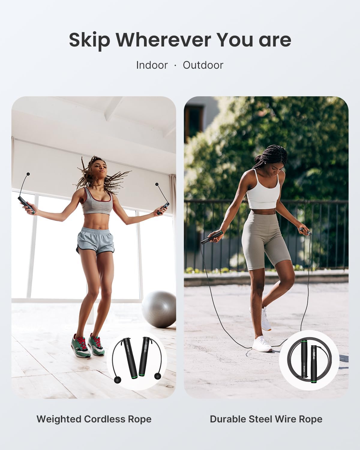 RENPHO Smart Cordless Jump Rope with Counter, App Data Tracking