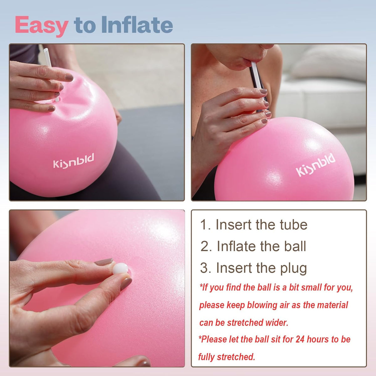 kisnbld 9 Inch Pilates Ball, Small Exercise Ball for Core &Physical Therapy