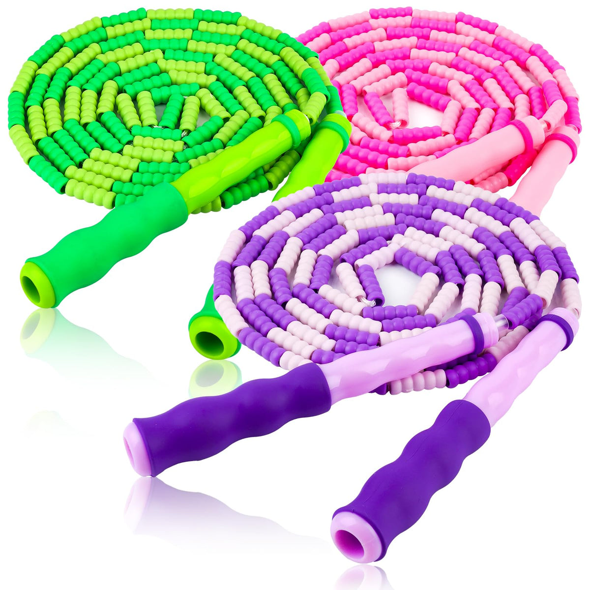 Jump Rope for Kids, 9 Ft Adjustable Jump Ropes for 4 5 6 7 8 10 12, Segmented Soft Beaded Jumping Rope Age 8-12, Tangle Free Skipping Rope for Women Man Fitness Weight Loss