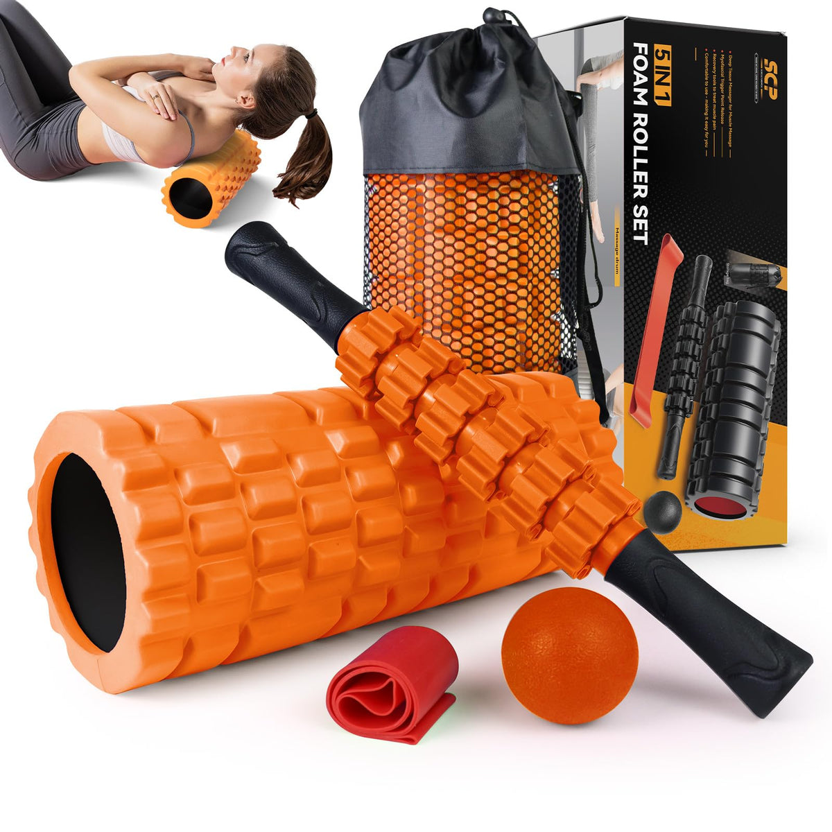 SUBCULTUREPICK 5 in1 Foam Roller Set Trigger Point Foam Roller for Exercise