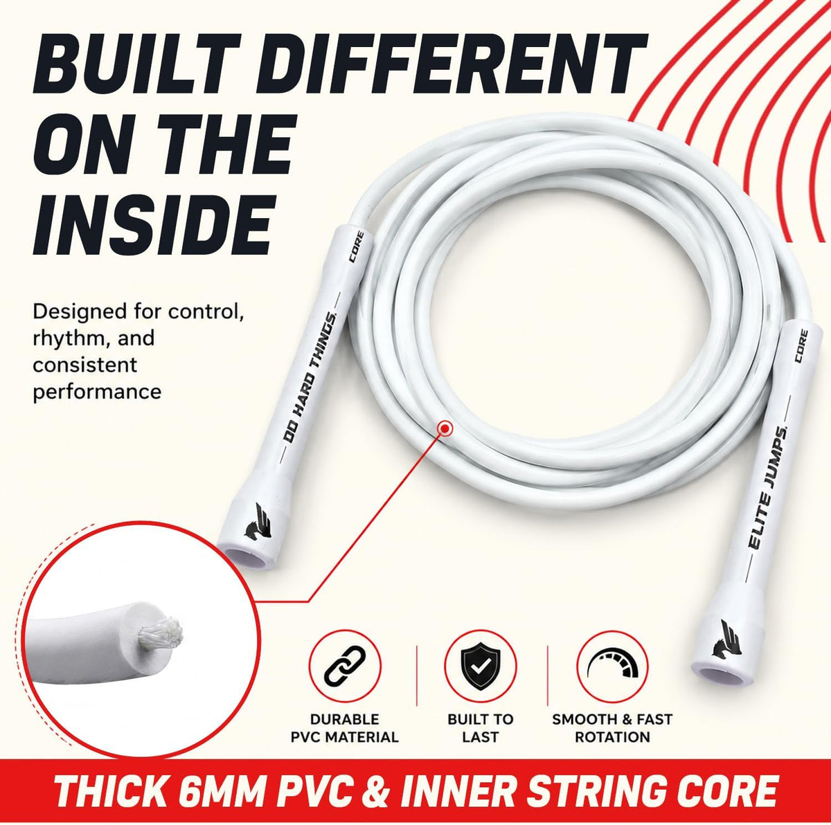 Elite Jumps 6mm PVC Jump Rope, Adjustable Skipping Rope
