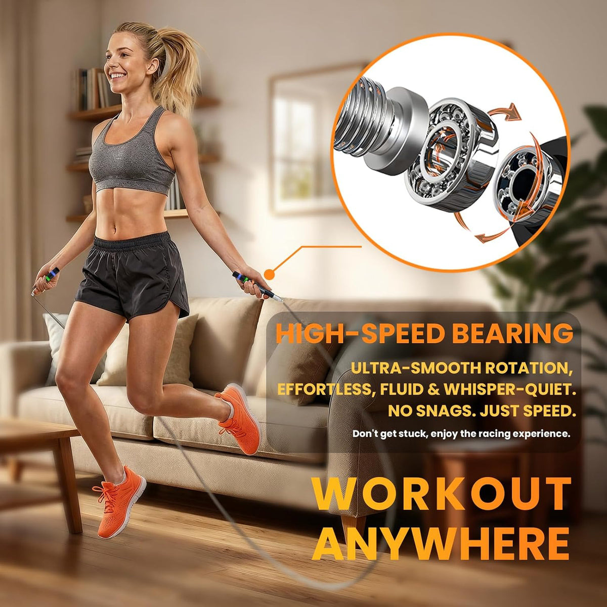 Adjustable Speed Jump Rope for Fitness, Non-Slip & 2 Cable