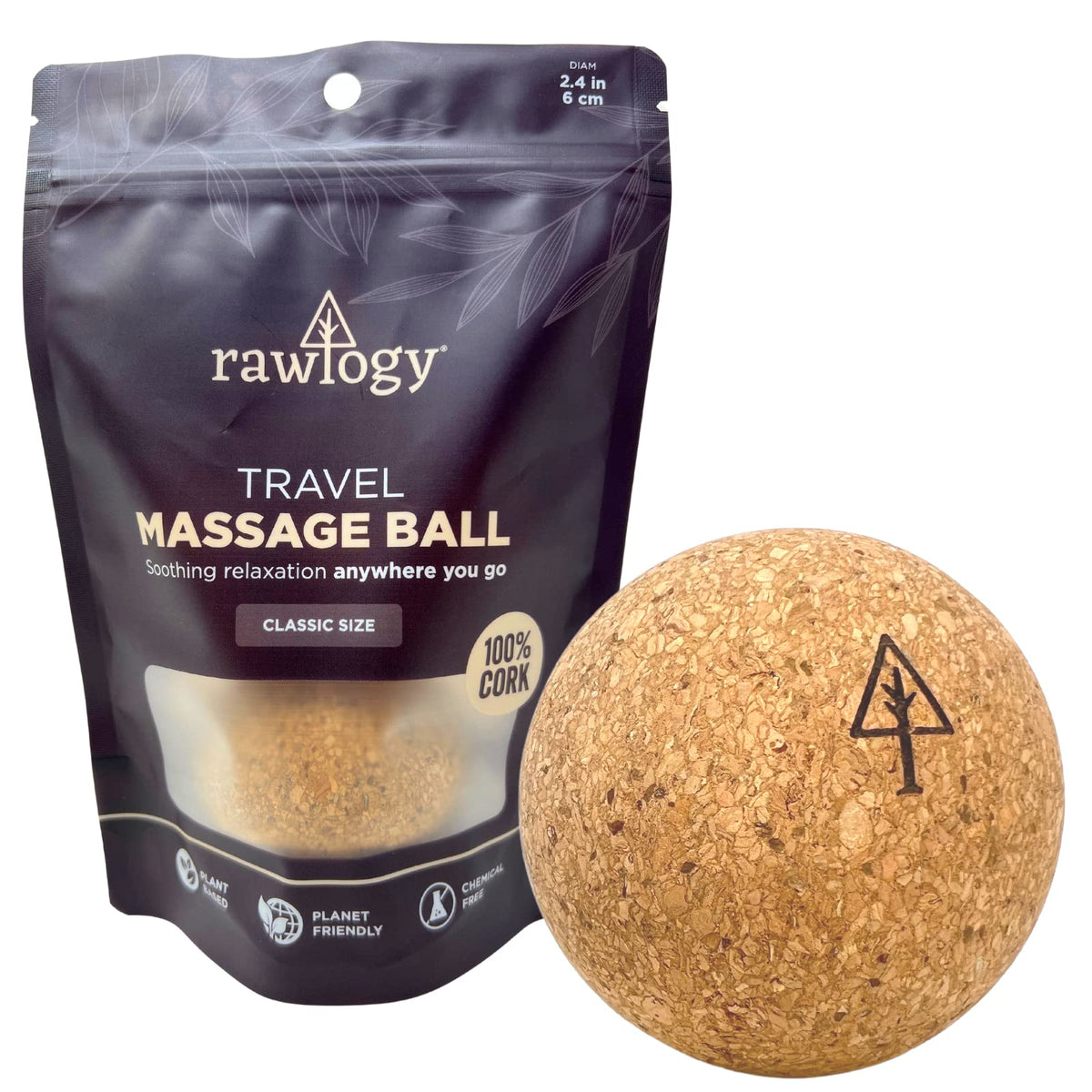 Travel Cork Massage Ball | Lightweight, Sustainable Alternative to Lacrosse Ball for Muscle Pain Relief (2.5 Inch (Pack of 1), Sanded Cork)