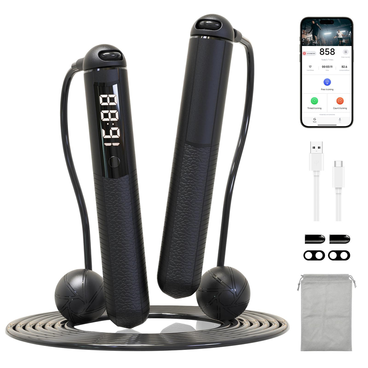 Cordless Gravity Jump Rope, Smart Jump Rope with Counter for Gym, Fat Burning & Calorie Burn, APP Data Analysis, Home Workout Equipment for Women ＆ Men