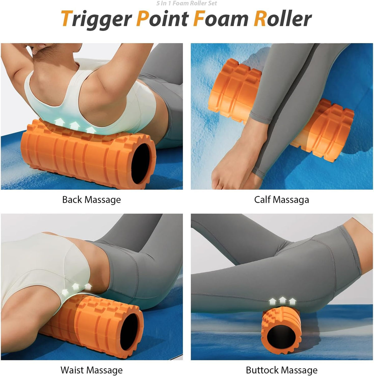 SUBCULTUREPICK 5 in1 Foam Roller Set Trigger Point Foam Roller for Exercise