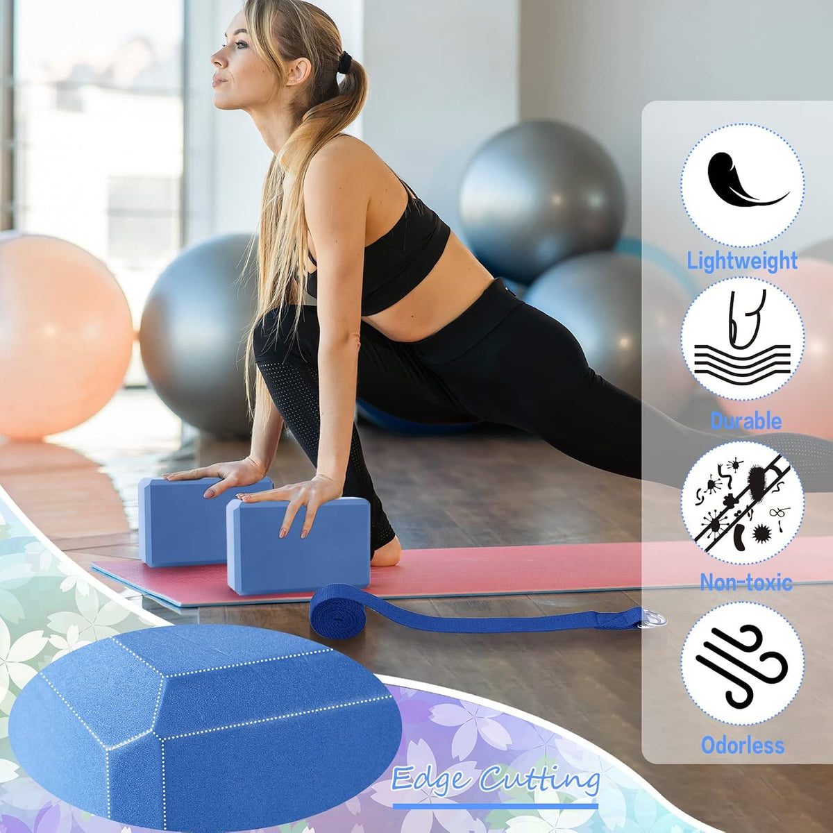 10 Set Yoga Blocks and Straps, EVA Foam Blocks for Yoga Class