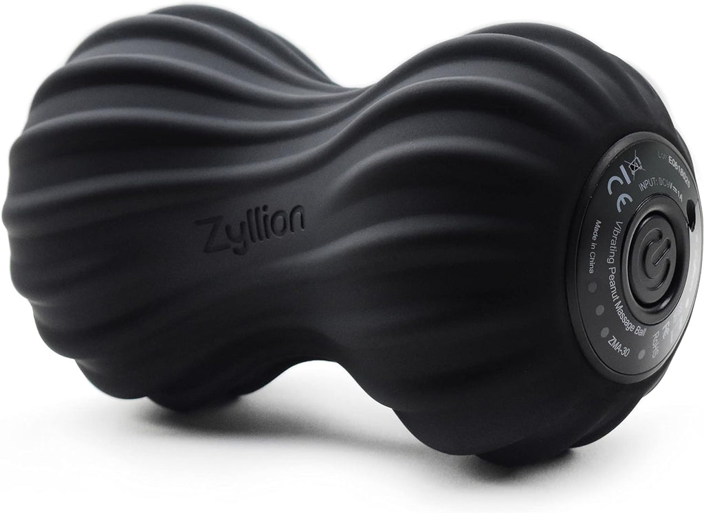 Zyllion ZMA-30 Vibrating Peanut Massage Ball Roller for Pain Relief, Black