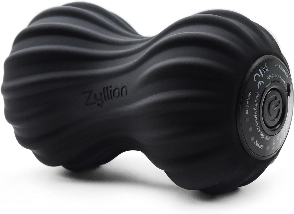 Zyllion ZMA-30 Vibrating Peanut Massage Ball Roller for Pain Relief, Black