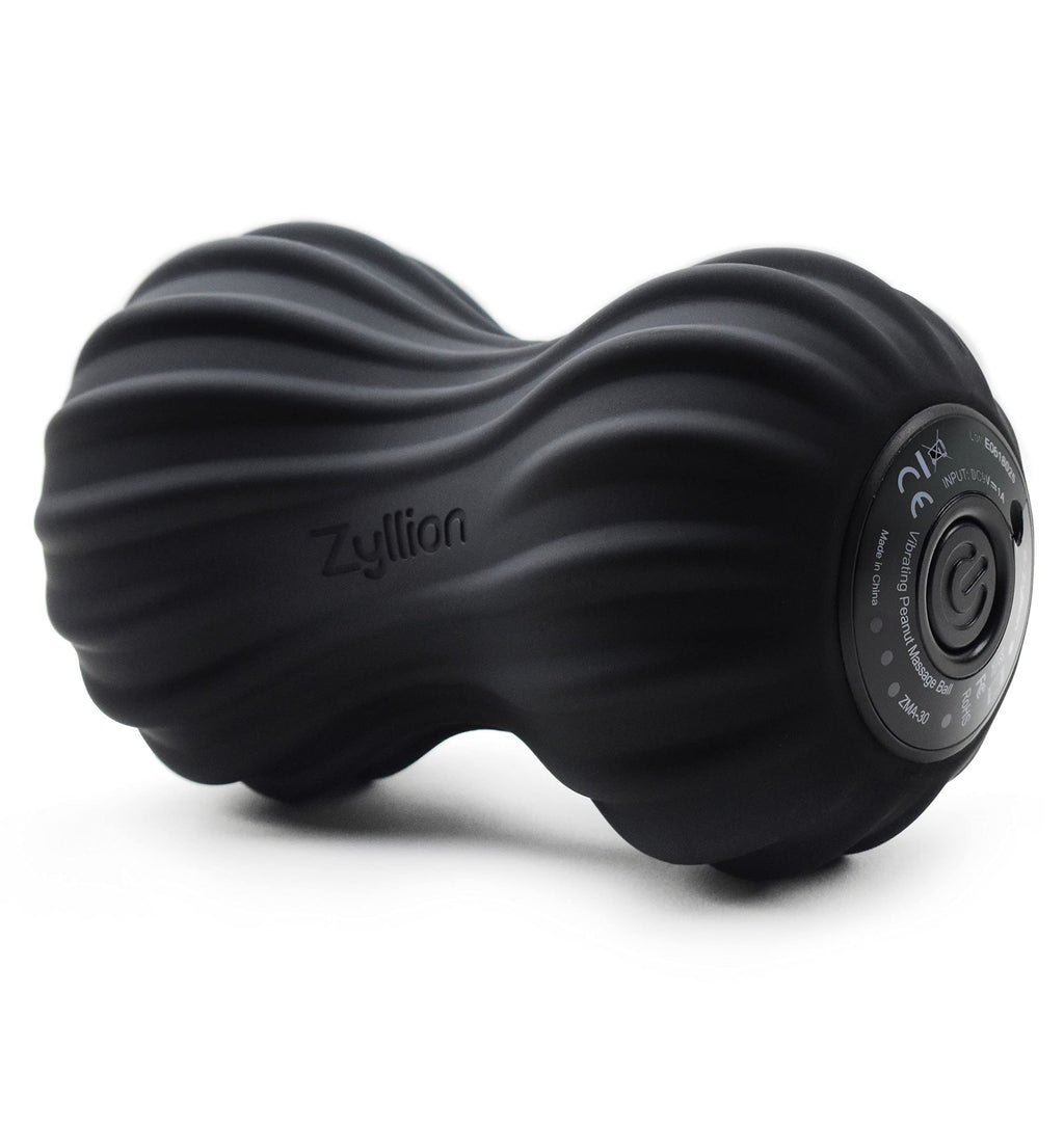 Zyllion ZMA-30 Vibrating Peanut Massage Ball Roller for Pain Relief, Black