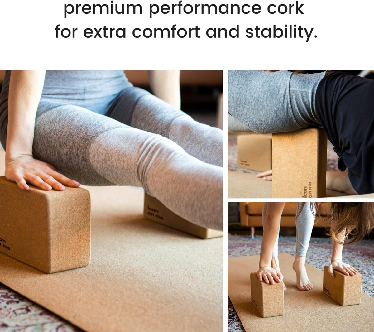 Cork Yoga Blocks 2 Pack – Premium Cork Grain, Highly Stable, Chip Resistant
