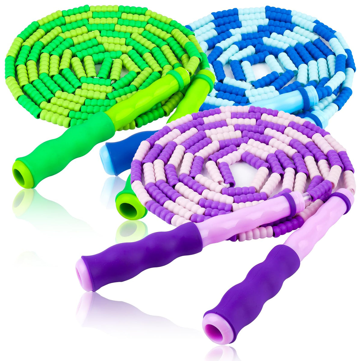 Jump Rope for Kids, 9 Ft Adjustable Jump Ropes for 4 5 6 7 8 10 12, Segmented Soft Beaded Jumping Rope Age 8-12, Tangle Free Skipping Rope for Women Man Fitness Weight Loss