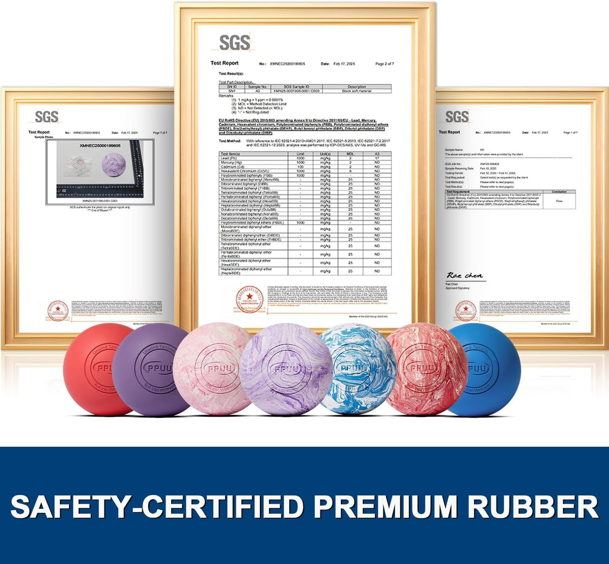 Massage Lacrosse Ball, 2.5 Inch Firm Solid Rubber Deep Tissue Ball for Myofascial Release, Plantar Fasciitis & Muscle Knot Relief, for Foot, Glutes, Shoulder Blades, Calves, 1 Count Blue