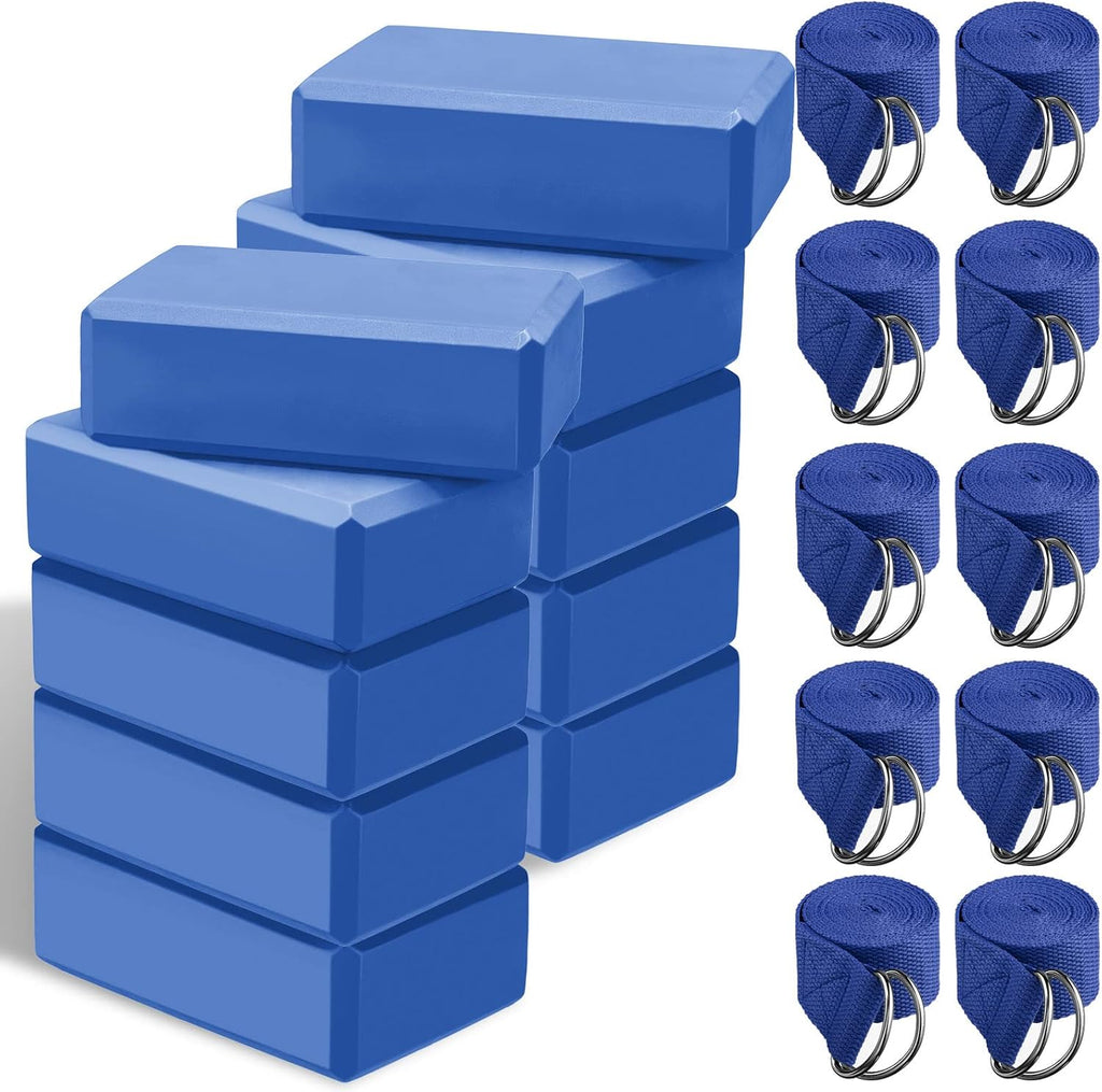 10 Set Yoga Blocks and Straps, EVA Foam Blocks for Yoga Class