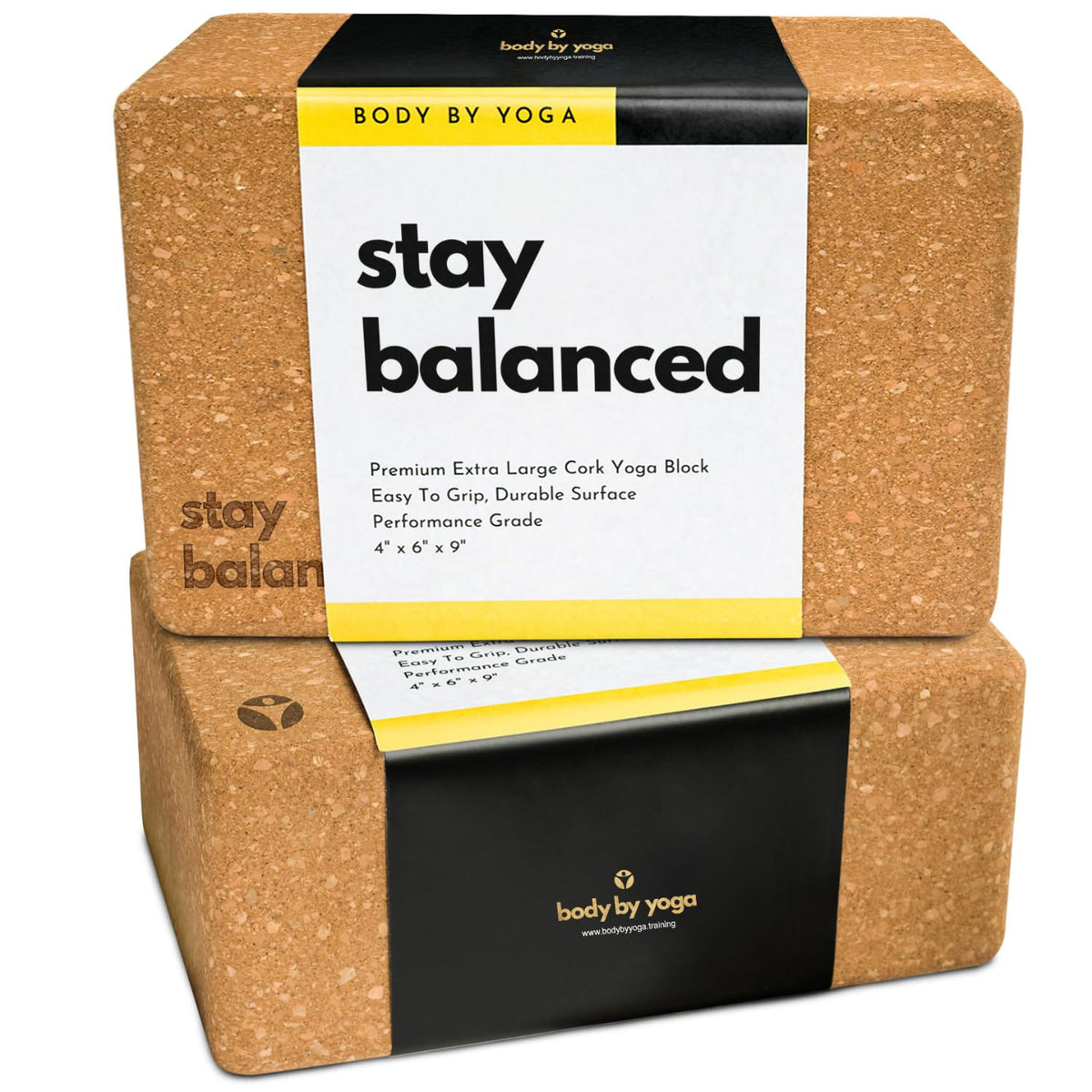 Cork Yoga Blocks 2 Pack – Premium Cork Grain, Highly Stable, Chip Resistant