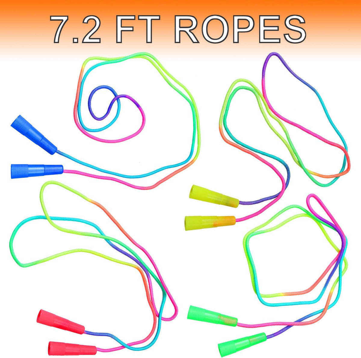 Elcoho 18 Pack Kids Rainbow Jump Rope Set Jumping Ropes Skipping Ropes for Kids Outdoor Fun, Party Favors, 7.2 Feet
