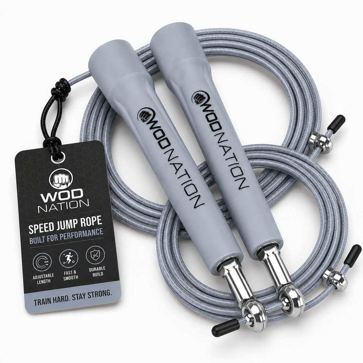 WOD Nation Adjustable Speed Jump Rope For Men, Women & Children - Blazing Fast Fitness Skipping Rope Perfect for Boxing, MMA, Endurance