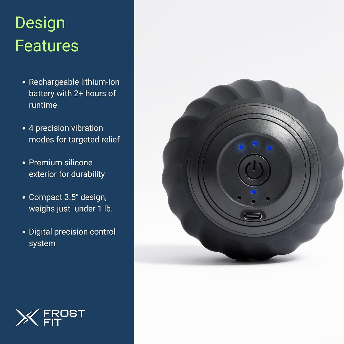 Frost Fit VibePro Pulse - Vibrating Massage Ball Massager - Deep Tissue Therapy Ball with 4 Speeds - Myofascial Release & Pain Relief