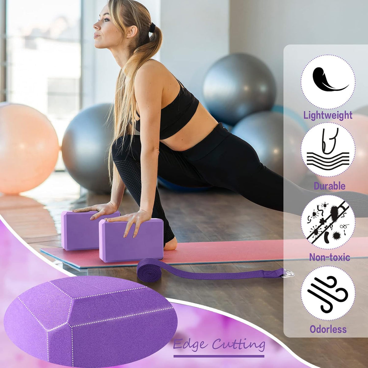 Wettarn 15 Pack Yoga Blocks and Straps Set for Stretching