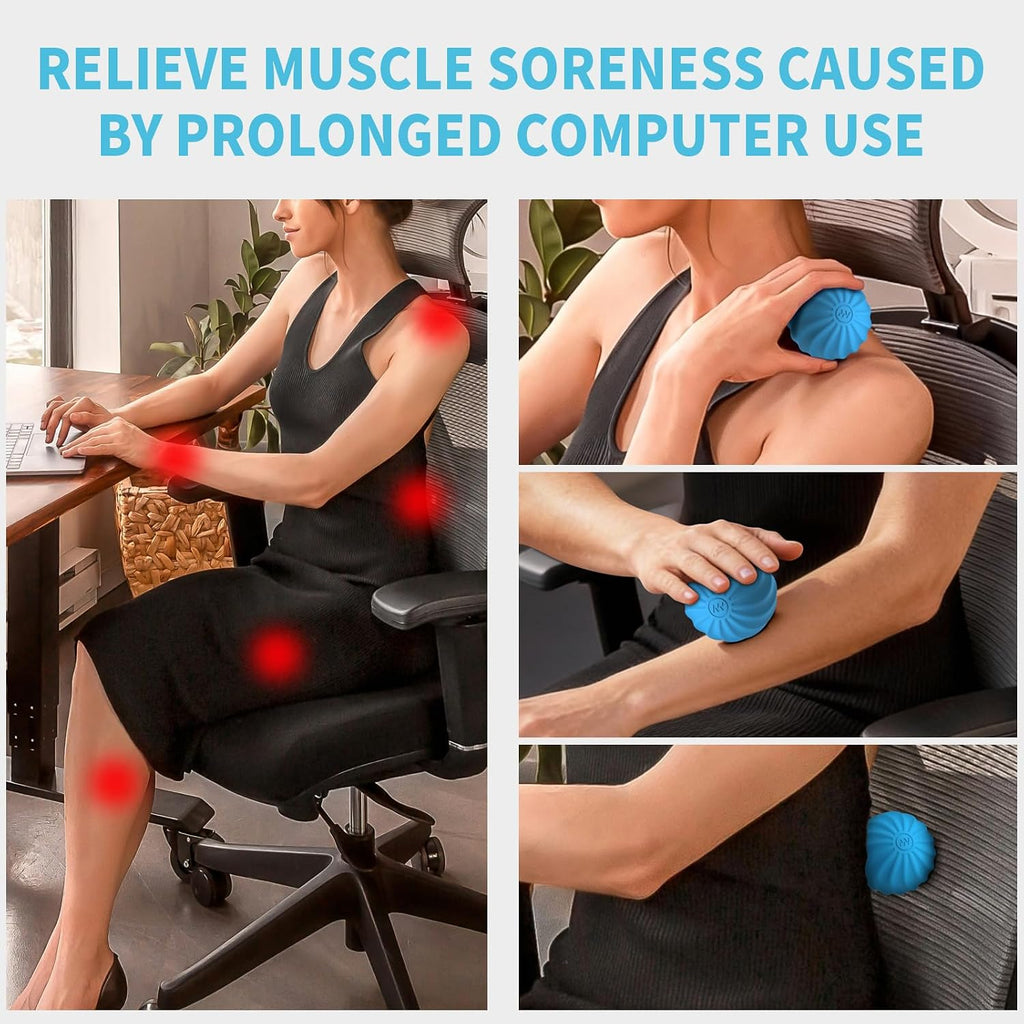 2.3" Mini Vibrating Massage Ball, 10-Speed Vibrating Foam Roller, Lacrosse Ball Massage Ball Therapy for Relieving Muscle Tension & Soreness, Vibrating Massage Roller for Plantar Fasciitis(Blue)
