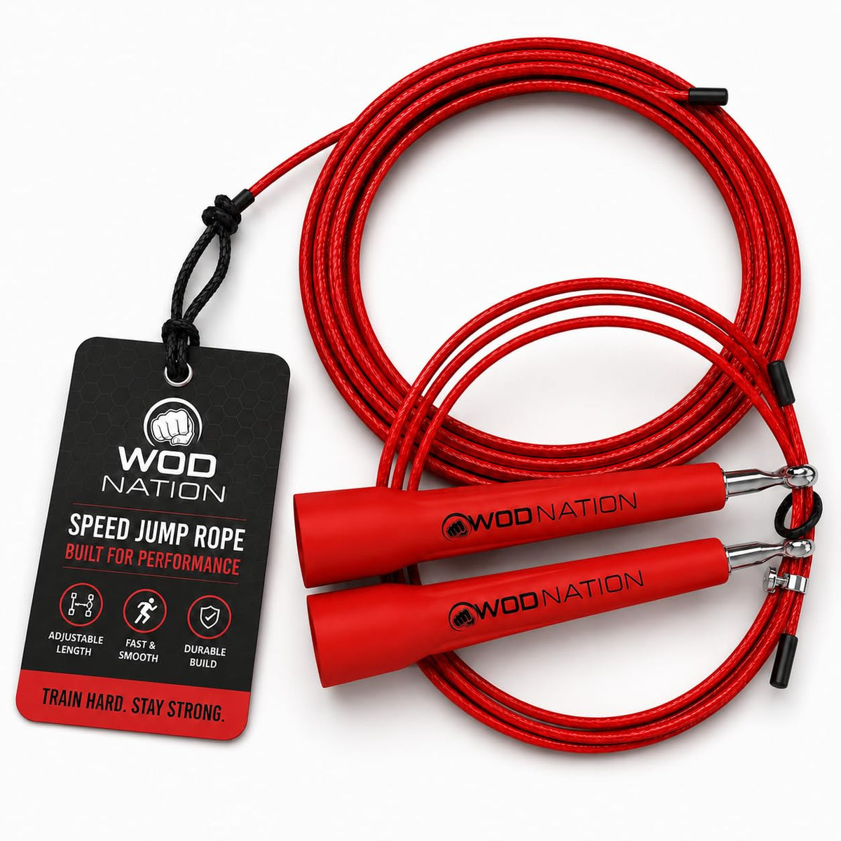 WOD Nation Adjustable Speed Jump Rope For Men, Women & Children - Blazing Fast Fitness Skipping Rope Perfect for Boxing, MMA, Endurance