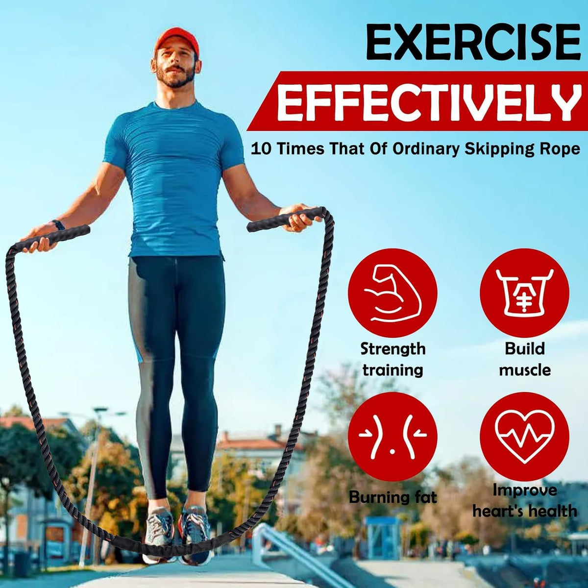 Weighted Jump Rope for Men Women, 1.5lb 2.8lb Jumping Ropes for Fitness