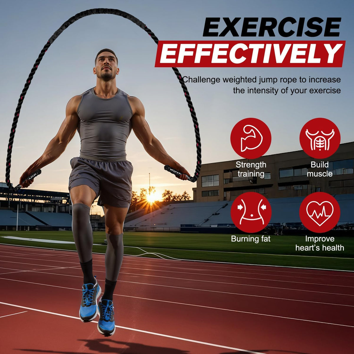 HPYGN Jump Rope, Weighted Jump Rope for Men women, 2.8lb 3.8lb 5lb Heavy Skipping Rope for Exercise, Adult Jumpropes for Home Workout, Improve Strength and Building Muscle,Total Body Workout Equipment