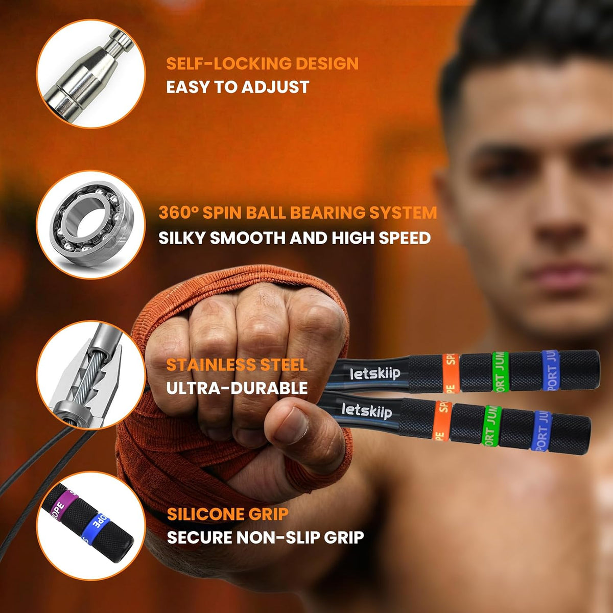 Adjustable Speed Jump Rope for Fitness, Non-Slip & 2 Cable