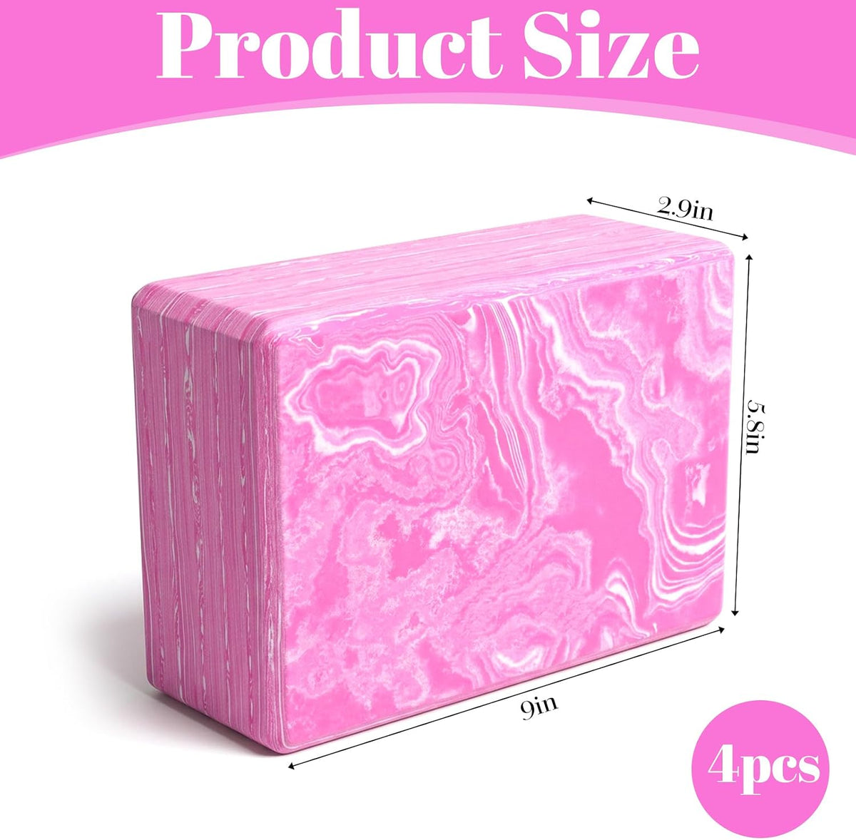 4Pack Yoga Blocks, High-Density 9"x6"x3" Non-Slip EVA Foam Bricks for Pilates, Stretching & Meditation