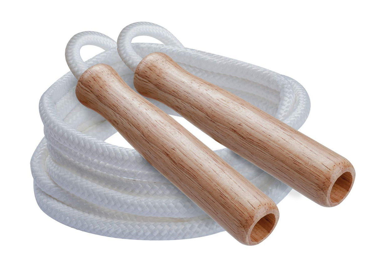 Champion Sports Wood Handle Jump Ropes – Durable Nylon or Leather Bearings - Skipping Rope, Fitness, Cardio Training, Agility, and Exercise Workouts