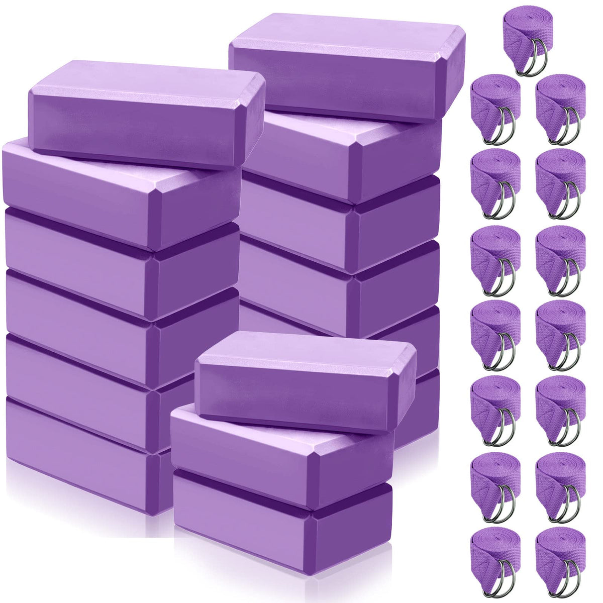 Wettarn 15 Pack Yoga Blocks and Straps Set for Stretching