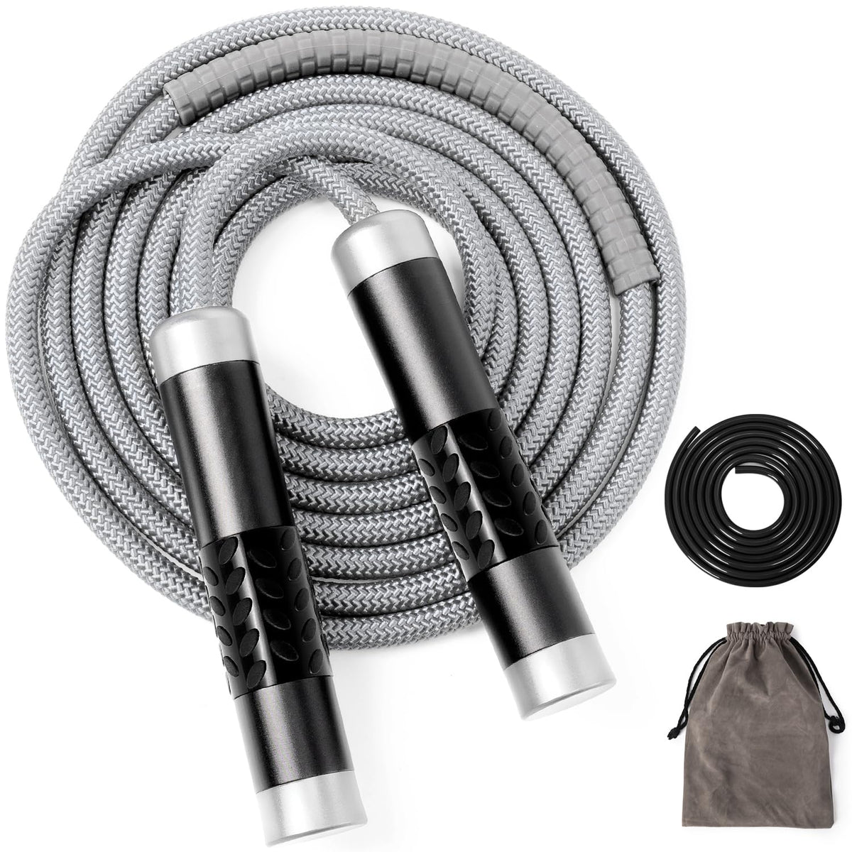 Mangodan 1LB Weighted Jump Ropes for fitness Women Men, Tangle-Free Ball Bearing Rapid Speed Skipping Jump Rope with Adjustable 9mm Cotton & PVC Cord, Aluminum Handles for MMA, Boxing, CrossFit, Weight-loss Workouts